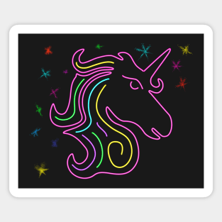 Unicorn Glowing Neon & Glittery Visual Effect Magnet